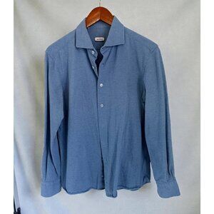 Atelier Munro Mens Blue Button-Up Shirt 41/16 Long Sleeve 100% Cotton